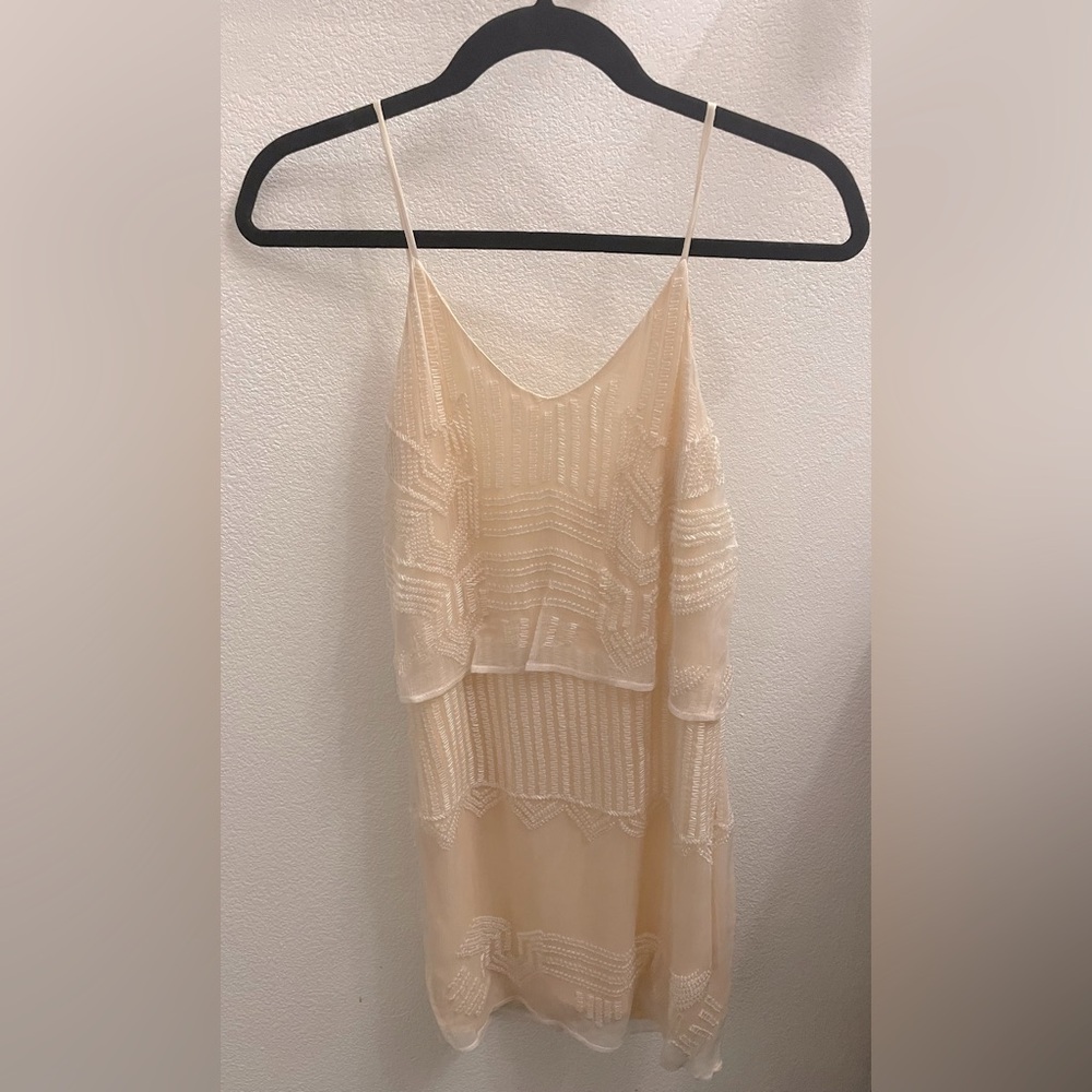 Lulu’s Exclusive New Friends Colony Glass Petals Peach Beaded Dress - Picture 4 of 9